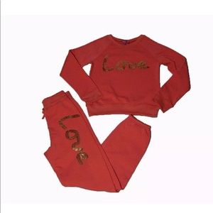 Chillipop Girl's Peach / Pink Love Sweat Suit